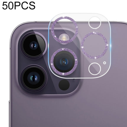 50pcs Tempered Glass Glitter CD Texture Back Camera Film, For iPhone 14 / 14 Plus (50 PCS), For iPhone 14 Pro Max / 14 Pro (50 PCS)