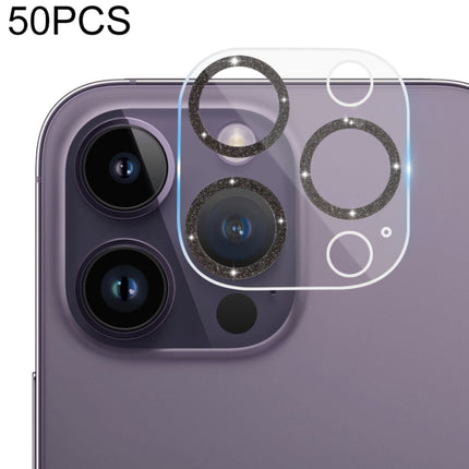 50pcs Tempered Glass Glitter CD Texture Back Camera Film, For iPhone 14 / 14 Plus (50 PCS), For iPhone 14 Pro Max / 14 Pro (50 PCS)