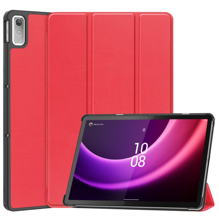 Custer Pure Color 3-Fold Holder Leather Smart Tablet Case, For Lenovo Tab P11 Gen 2