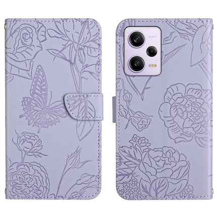 HT03 Skin Feel Butterfly Embossed Flip Leather Phone Case, For Xiaomi Redmi Note 12 Pro+ China/Note 12 Explorer, For Samsung Galaxy A54 5G