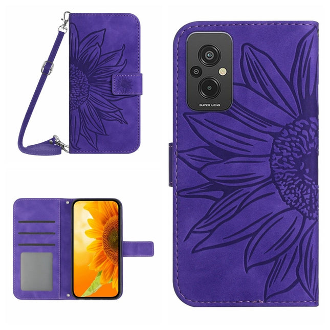 Skin Feel Sun Flower Pattern Flip Leather Phone Case with Lanyard, For Xiaomi Redmi 11 Prime 4G, For Xiaomi Redmi 11 Prime 5G