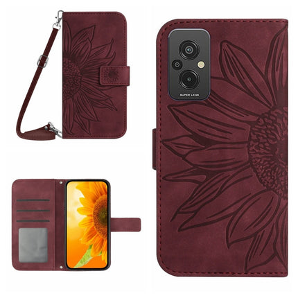 Skin Feel Sun Flower Pattern Flip Leather Phone Case with Lanyard, For Xiaomi Redmi 11 Prime 4G, For Xiaomi Redmi 11 Prime 5G