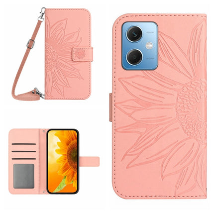 Skin Feel Sun Flower Pattern Flip Leather Phone Case with Lanyard, For Xiaomi Redmi Note 12 China, For Xiaomi Redmi Note 12 Pro 5G China