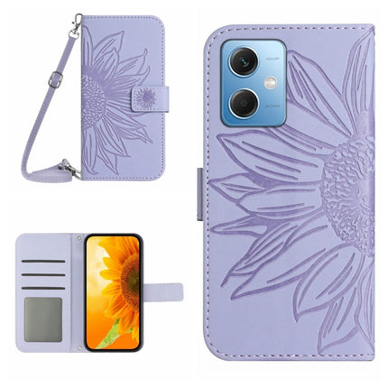 Skin Feel Sun Flower Pattern Flip Leather Phone Case with Lanyard, For Xiaomi Redmi Note 12 China, For Xiaomi Redmi Note 12 Pro 5G China