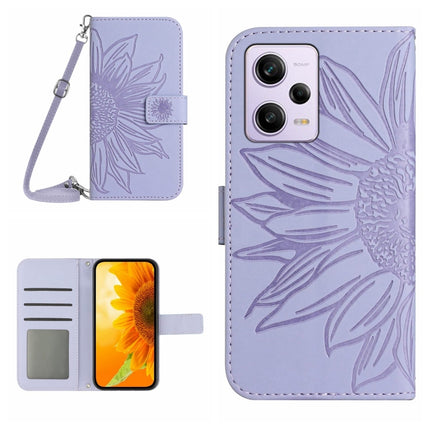 Skin Feel Sun Flower Pattern Flip Leather Phone Case with Lanyard, For Xiaomi Redmi Note 12 China, For Xiaomi Redmi Note 12 Pro 5G China