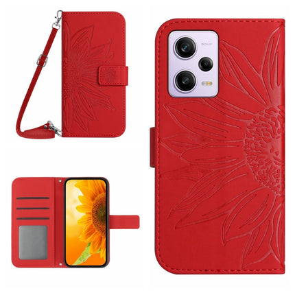 Skin Feel Sun Flower Pattern Flip Leather Phone Case with Lanyard, For Xiaomi Redmi Note 12 China, For Xiaomi Redmi Note 12 Pro 5G China