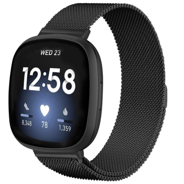 20mm Milanese Magnetic Metal Split Buckle Watch Band, For Fitbit Versa 4 / Versa 3