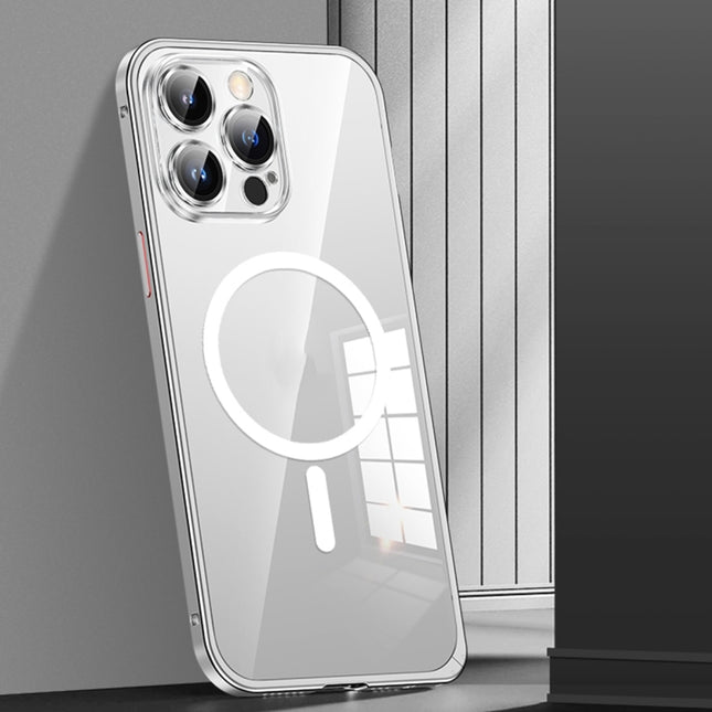 MagSafe Spring Buckle Metal Transparent Phone Case with Lens Protection, For iPhone 14, For iPhone 14 Plus, For iPhone 14 Pro, For iPhone 14 Pro Max, For iPhone 13, For iPhone 13 Pro, For iPhone 13 Pro Max, For iPhone 12, For iPhone 12 Pro             ...