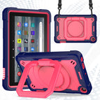 For Amazon Kindle Fire 7 2022 / Navy Blue + Rose Red