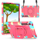 For Samsung Galaxy Tab S7+ / S8+ / S7 FE / Camouflage + Rose Red
