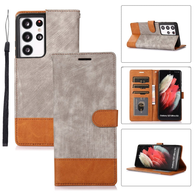 Splicing Leather Phone Case, For Samsung Galaxy S9, For Samsung Galaxy S9+, For Samsung Galaxy S10, For Samsung Galaxy S10+, For Samsung Galaxy S20, For Samsung Galaxy S20+, For Samsung Galaxy S20 Ultra, For Samsung Galaxy S20 FE                       ...