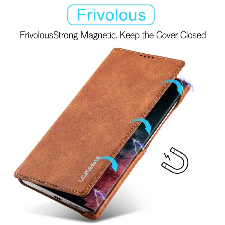 LC.IMEEKE Hon Ancient Series Horizontal Flip Leather Phone Case, For Samsung Galaxy S23 Ultra 5G