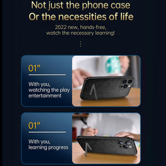 SULADA Invisible Bracket Leather Back Cover Phone Case, For iPhone 14, For iPhone 14 Plus, For iPhone 14 Pro, For iPhone 14 Pro Max