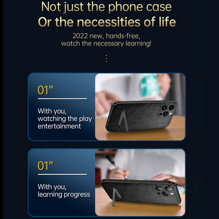 SULADA Invisible Bracket Leather Back Cover Phone Case, For iPhone 13, For iPhone 13 Pro, For iPhone 13 Pro Max