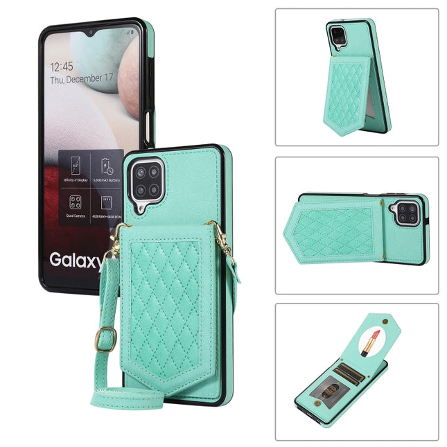 Rhombic Texture RFID Phone Case with Lanyard & Mirror, For Samsung Galaxy A12 5G, For Samsung Galaxy A13 5G / 4G, For Samsung Galaxy A51 4G, For Samsung Galaxy A52 5G / 4G / A52s
