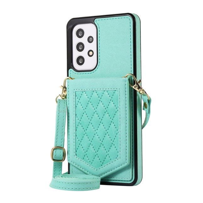 Rhombic Texture RFID Phone Case with Lanyard & Mirror, For Samsung Galaxy A53 5G, For Samsung Galaxy Z Flip4 5G, For Samsung Galaxy Z Flip3 5G, For Samsung Galaxy Note20 Ultra