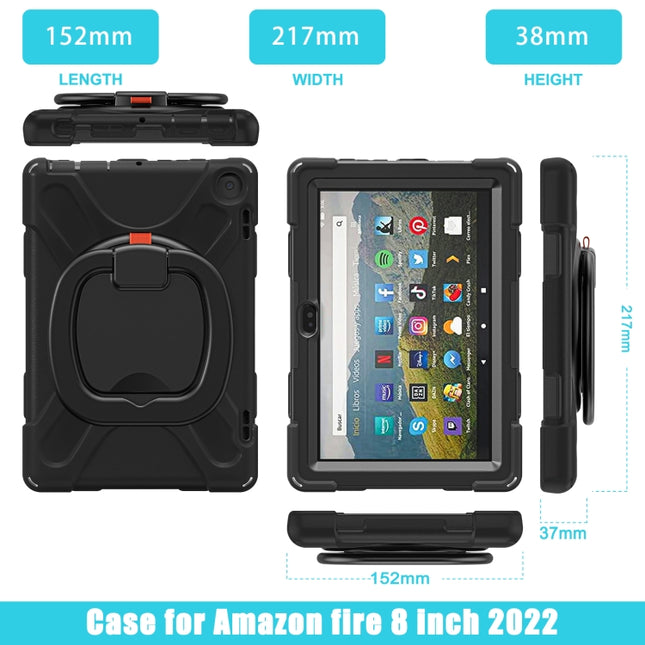 Silicone + PC Protective Tablet Case with Holder & Shoulder Strap, For Amazon Fire HD 8 2022