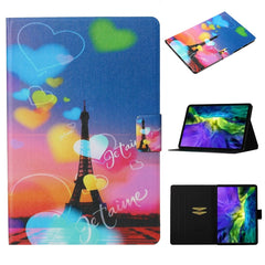 Horizontale Klapphülle aus Leder mit farbigem Zeichenmuster, Halterung und Kartensteckplatz sowie Schlaf-/Weckfunktion, für iPad Pro 11 (2020), für iPad mini 5/4/3/2/1, für iPad 10.2, für iPad Pro 10.5, für iPad Air/Air 2