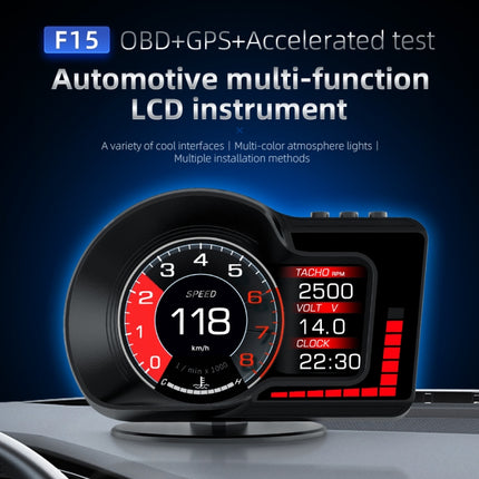 F15 Car High-definition LCD Instrument OBD+GPS HUD Head-up Display, F15