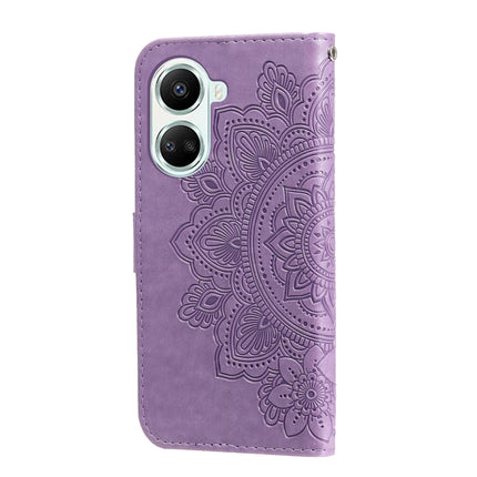 7-petal Flowers Embossing Leather Phone Case, For Huawei nova 10 SE, For Huawei nova 10, For Huawei nova 10 Pro, For OPPO A58 5G