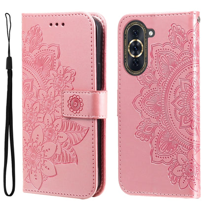 7-petal Flowers Embossing Leather Phone Case, For Huawei nova 10 SE, For Huawei nova 10, For Huawei nova 10 Pro, For OPPO A58 5G