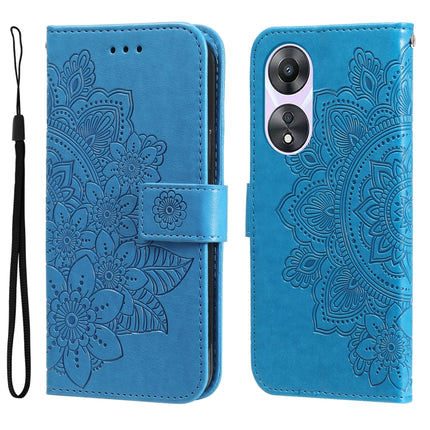 7-petal Flowers Embossing Leather Phone Case, For Huawei nova 10 SE, For Huawei nova 10, For Huawei nova 10 Pro, For OPPO A58 5G