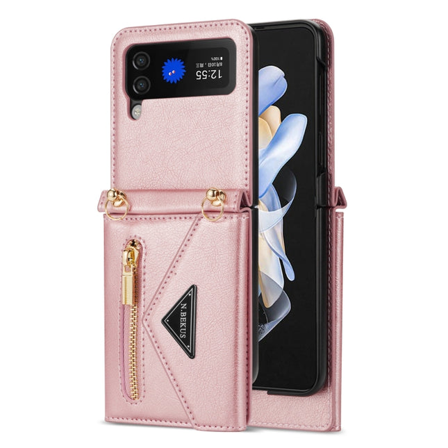 N.BEKUS Side Zipper Folding Phone Leather Case, For Samsung Galaxy Z Flip3 5G, For Samsung Galaxy Z Flip4