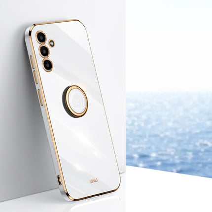 XINLI Straight Edge 6D Electroplate TPU Phone Case with Ring Holder, For Samsung Galaxy A13 4G, For Samsung Galaxy A13 5G, For Samsung Galaxy A04 4G