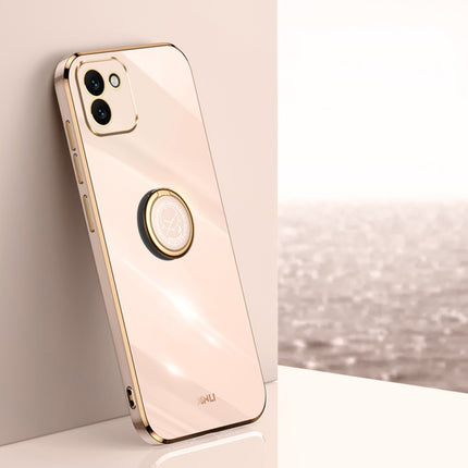 XINLI Straight Edge 6D Electroplate TPU Phone Case with Ring Holder, For Samsung Galaxy A03, For Samsung Galaxy A03s, For Samsung Galaxy A50