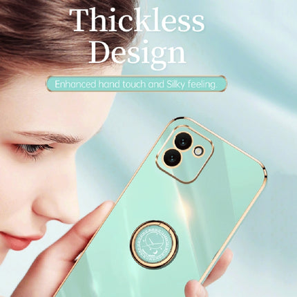 XINLI Straight Edge 6D Electroplate TPU Phone Case with Ring Holder, For Samsung Galaxy A03, For Samsung Galaxy A03s, For Samsung Galaxy A50