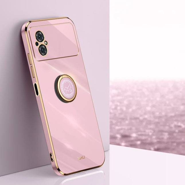 XINLI Straight Edge 6D Electroplate TPU Phone Case with Ring Holder, For Xiaomi Poco M4 5G, For Xiaomi Poco M4 Pro, For Xiaomi Poco C40