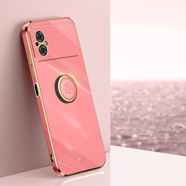 XINLI Straight Edge 6D Electroplate TPU Phone Case with Ring Holder