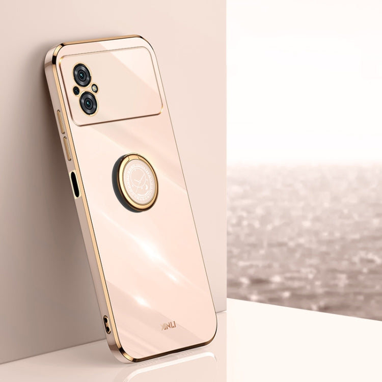 XINLI Straight Edge 6D Electroplate TPU Phone Case with Ring Holder