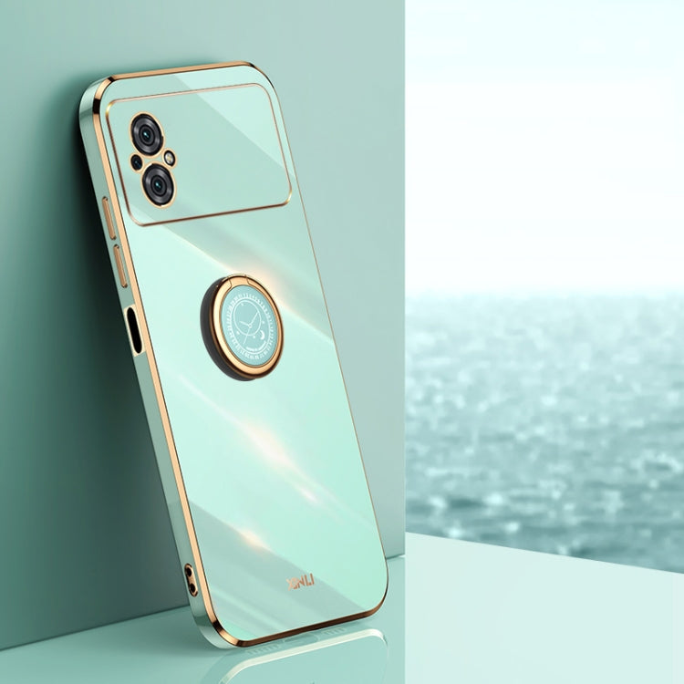 XINLI Straight Edge 6D Electroplate TPU Phone Case with Ring Holder