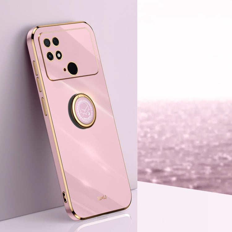 XINLI Straight Edge 6D Electroplate TPU Phone Case with Ring Holder