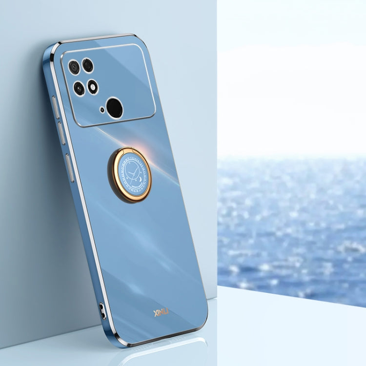XINLI Straight Edge 6D Electroplate TPU Phone Case with Ring Holder