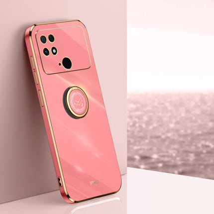 XINLI Straight Edge 6D Electroplate TPU Phone Case with Ring Holder, For Xiaomi Poco M4 5G, For Xiaomi Poco M4 Pro, For Xiaomi Poco C40