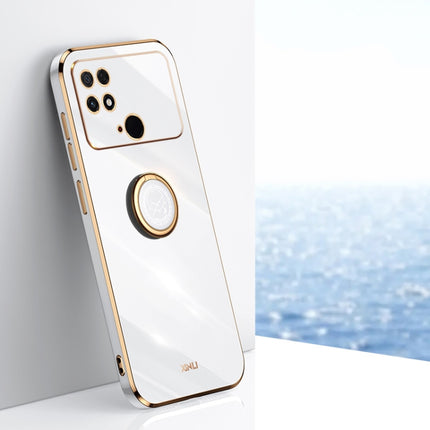 XINLI Straight Edge 6D Electroplate TPU Phone Case with Ring Holder, For Xiaomi Poco M4 5G, For Xiaomi Poco M4 Pro, For Xiaomi Poco C40