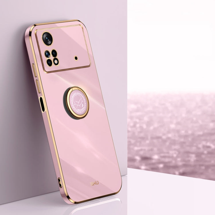 XINLI Straight Edge 6D Electroplate TPU Phone Case with Ring Holder