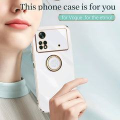 XINLI Straight Edge 6D Electroplate TPU Phone Case with Ring Holder