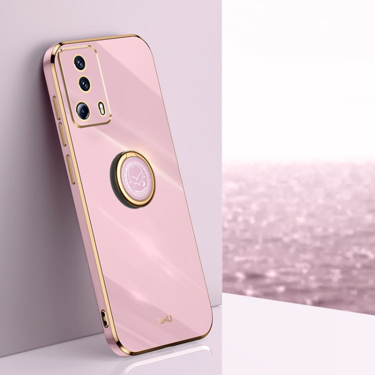 XINLI Straight Edge 6D Electroplate TPU Phone Case with Ring Holder
