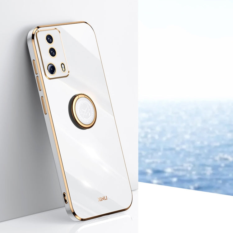 XINLI Straight Edge 6D Electroplate TPU Phone Case with Ring Holder