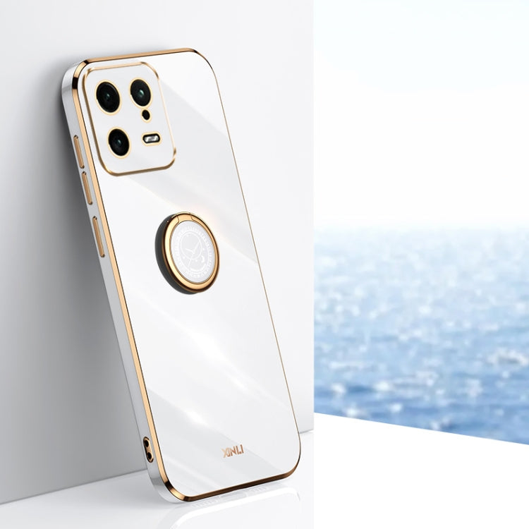 XINLI Straight Edge 6D Electroplate TPU Phone Case with Ring Holder