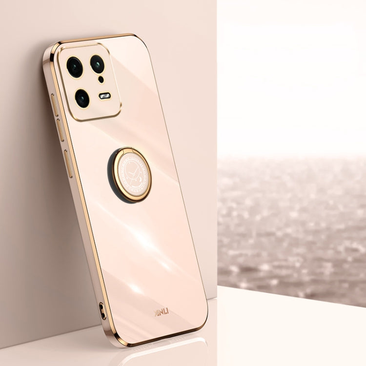 XINLI Straight Edge 6D Electroplate TPU Phone Case with Ring Holder