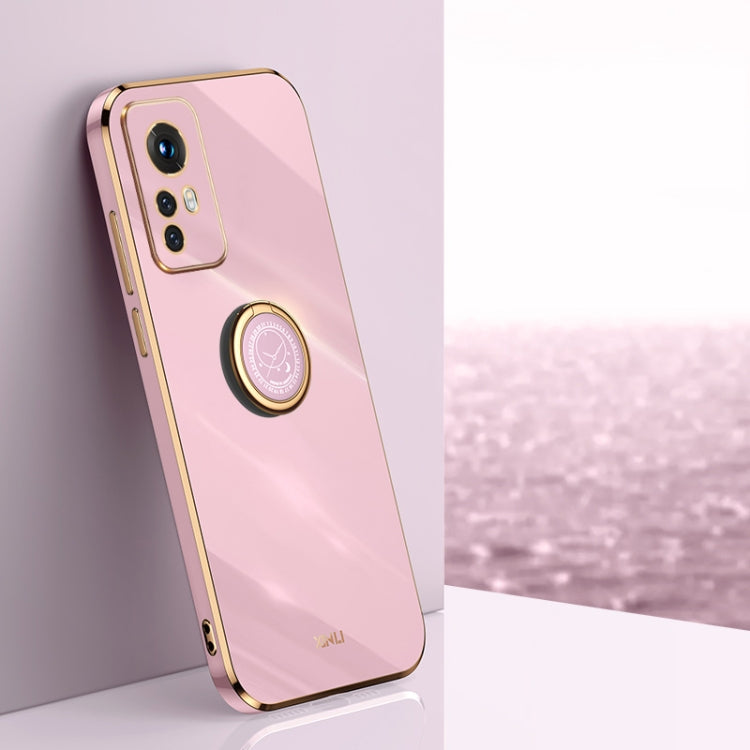XINLI Straight Edge 6D Electroplate TPU Phone Case with Ring Holder