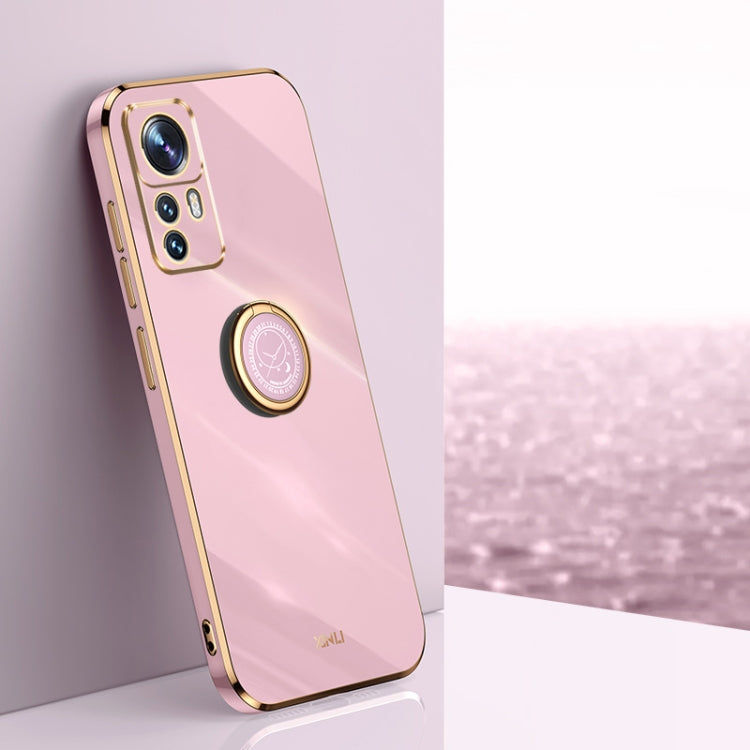 XINLI Straight Edge 6D Electroplate TPU Phone Case with Ring Holder