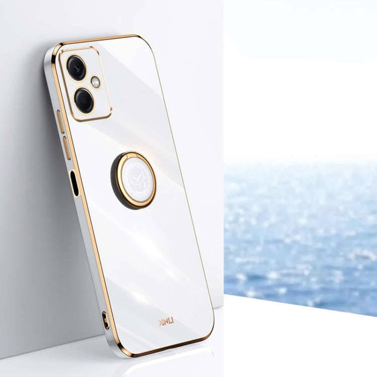 XINLI Straight Edge 6D Electroplate TPU Phone Case with Ring Holder