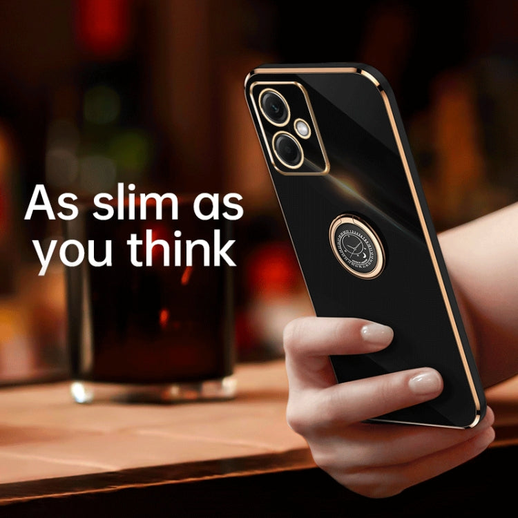 XINLI Straight Edge 6D Electroplate TPU Phone Case with Ring Holder