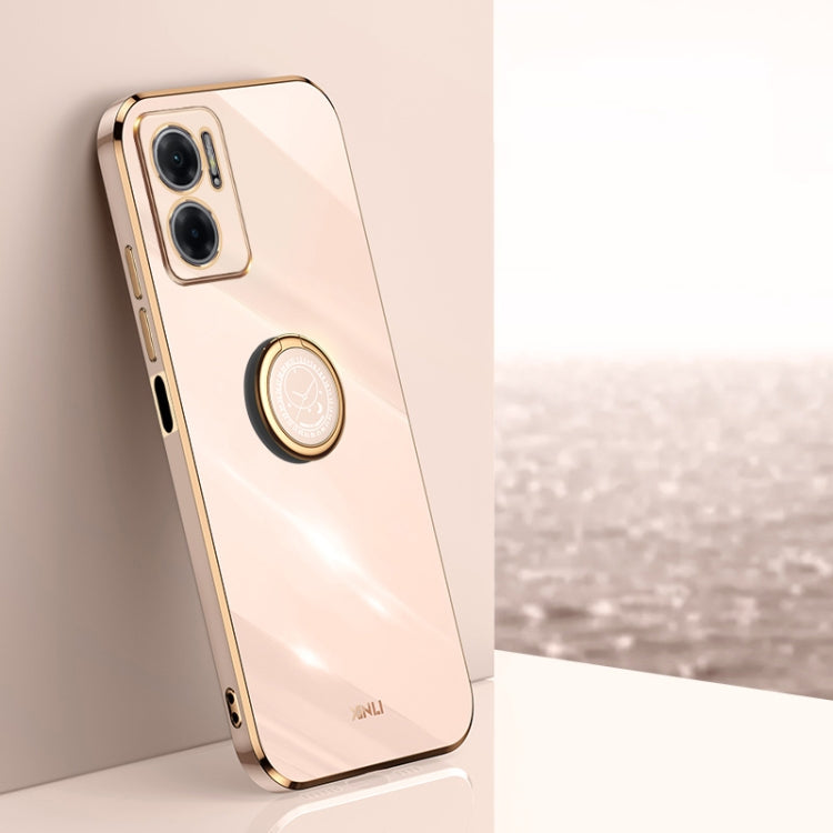 XINLI Straight Edge 6D Electroplate TPU Phone Case with Ring Holder