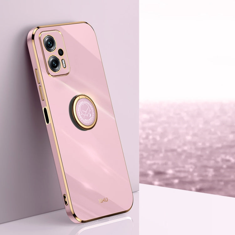 XINLI Straight Edge 6D Electroplate TPU Phone Case with Ring Holder